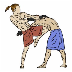 illustration of muaythai fighter kick boxing icon