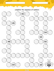 complete the sequence of numbers 41 to 60