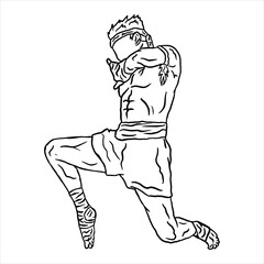 vector illustration of muay thai fighter kick boxing logo icon
