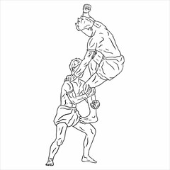 Fototapeta na wymiar illustration of muaythai fighter kick boxing icon