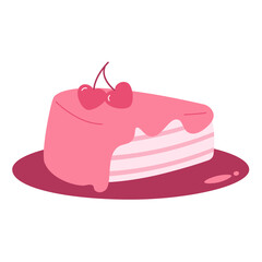 Valentines Slice Cake Illustration