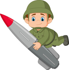 a soldier with missile in hand