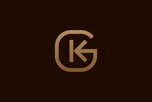 initial GK or KG logo, monogram logo design combination of letters G and K in gold color, usable for brand and business logos, flat design logo template element,vector illustration