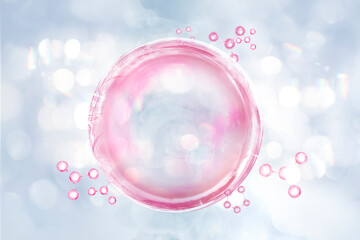 pink molecule and flower in bubble