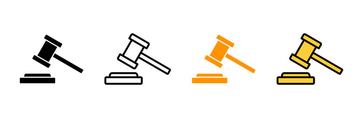 Gavel icon set vector. judge gavel sign and symbol. law icon. auction hammer