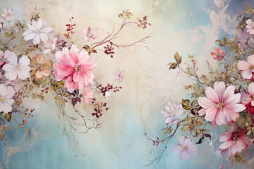 hand painted wallpaper background flowers stock photo --ar 3:2 --v 5.2 Job ID: 101fc22d-22fd-446f-ac66-671b4682c4f4