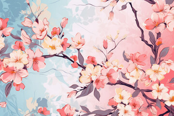 hand painted wallpaper background flowers stock photo --ar 3:2 --v 5.2 Job ID: 5890584f-f80f-4f6b-bb0f-55c3d9907385