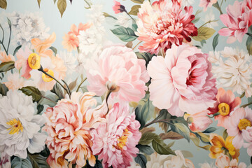 hand painted wallpaper background flowers stock photo --ar 3:2 --v 5.2 Job ID: 711abb34-6e16-4958-98a7-68c66bcec980
