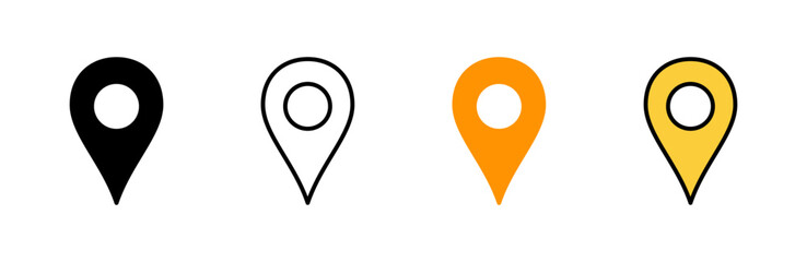 Pin icon set vector. Location sign and symbol. destination icon. map pin