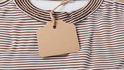 Top View of Striped T-Shirt with Blank Price Tag