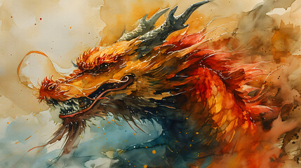 watercolor of a dragon