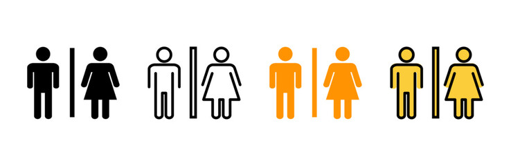 Toilet icon set vector. Girls and boys restrooms sign and symbol. bathroom sign. wc, lavatory