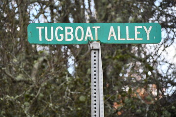 Tugboat Alley street sign.