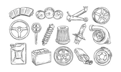 Vehicle Mechanics handdrawn collection