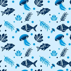 Naklejka premium seamless pattern with fishes