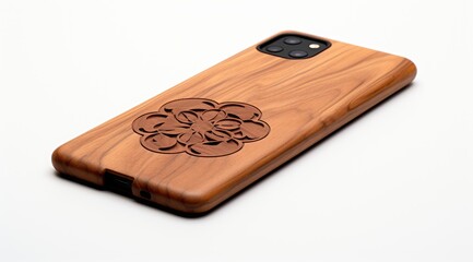 Modern smartphone with a wooden case