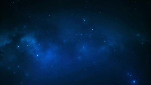 深い青色の宇宙に浮かぶ無数の星々がきらめく様子の4K動画GenerativeAI