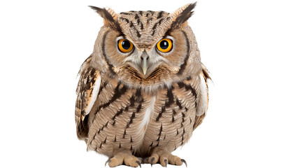 A fierce screech owl perches in the shadows, its piercing gaze capturing the wild essence of this majestic bird