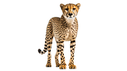 Graceful and powerful, a cheetah commands attention as it stands tall against the darkness, embodying the untamed spirit of the wild