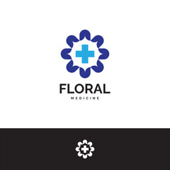 flower and medical icon inside logo design icon illustration