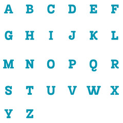 English alphabet in different colors and different styles