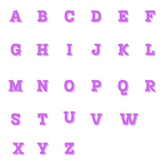 English alphabet in different colors and different styles