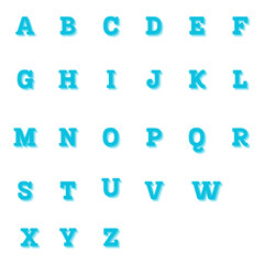 English alphabet in different colors and different styles