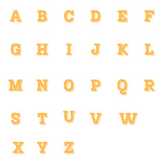 English alphabet in different colors and different styles