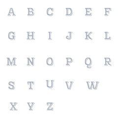 English alphabet in different colors and different styles