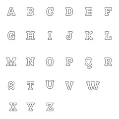 English alphabet in different colors and different styles