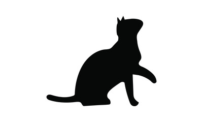 Cat Vector isolated silhouette - on white background,Instant Digital Download.