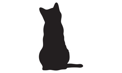 Cat Vector isolated silhouette - on white background,Instant Digital Download.