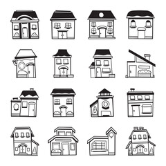 doodle house set hand drawn vector