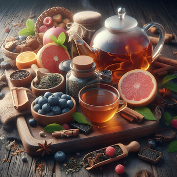 healthy tea with detox herbs
