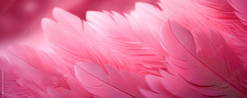 Poster beautiful flamingos feathers background in pastel pink and purple colors. closeup vertical image of 