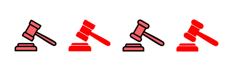 Gavel icon set illustration. judge gavel sign and symbol. law icon. auction hammer