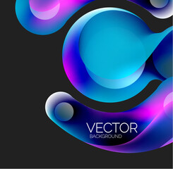 Beautiful flowing round shapes and circles abstract background. Liquid color bubble composition