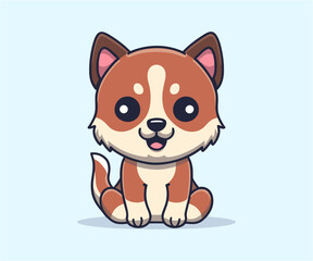 vector cute dog illustration, cartoon flat isolated