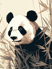 Bamboo Harmony, Panda Block Print