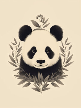 Bamboo Harmony, Panda Block Print