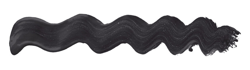 Shiny black brush watercolor painting isolated on transparent background. watercolor png