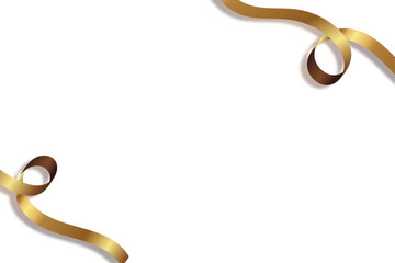 A curly gold ribbon for Christmas, Valentine and Birthday present banner