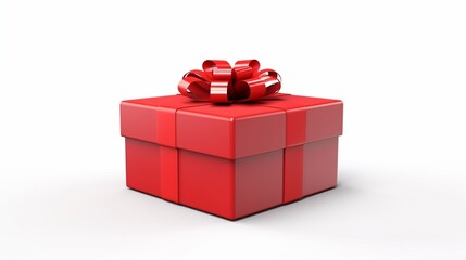 OPEN GIFT BOX OR PRESENT BOX WITH RED RIBBON ON WHITE BACKGROUND