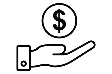 hand holding money icon. icon related to financial transactions. line icon style. business element illustration
