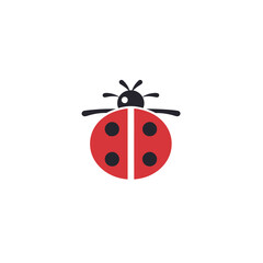 Ladybug icon isolated on white background. Flat design. Vector illustration.