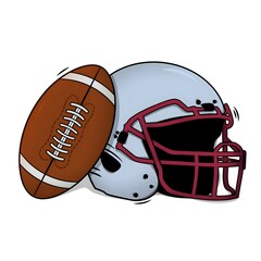 american football helmet and ball vector design illustration