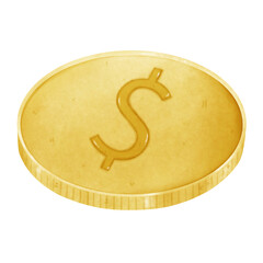 Golden coin with dollar sign