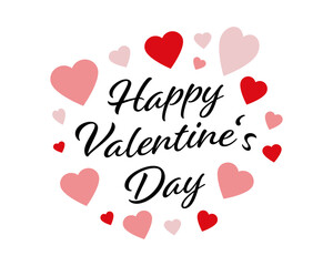 Happy Valentine's Day - Heart icons and text on a white background