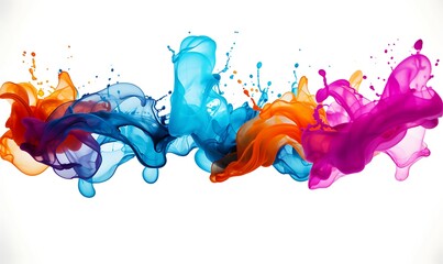 Colorful Ink inject on the water isolated white background AI image generative