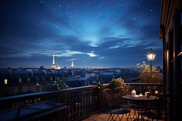 Fototapeta na wymiar Paris cityscape at night with Eiffel tower, Paris, France, AI Generated
